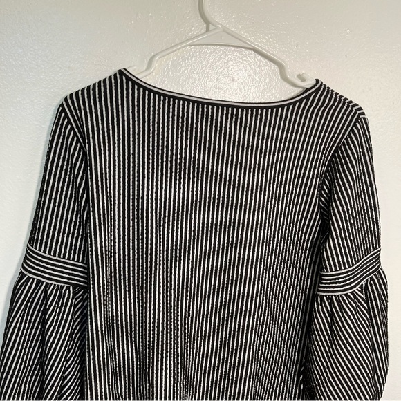 Max Studio Striped 3/4 Sleeve Tunic Top Black Ivory - Picture 11 of 14